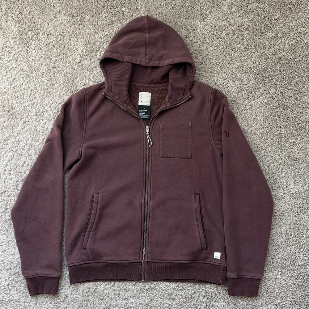 Vuori Men’s Zip Hoodie in Dusty Plum - Picture 2 of 6